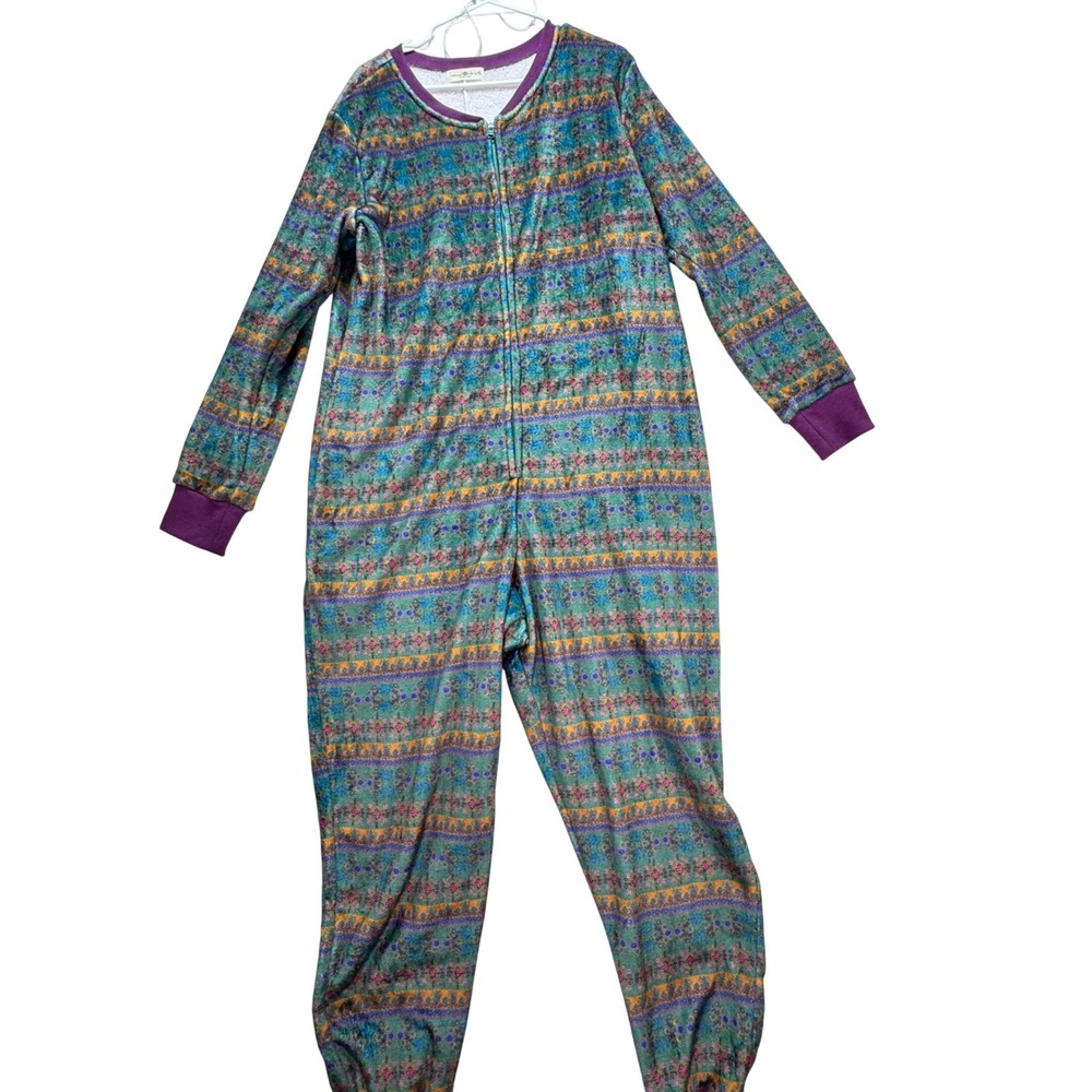 Natural Life Jumpsuit Women L/XL Multi-Color Boho Fleece Loungewear Pajamas